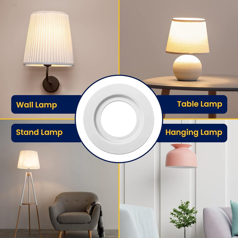 Davanta Metal Lamp Shade Reducer Ring For ES/E27 To BC/B22 Plate Light Fitting Lampshade Lighting Kit, White