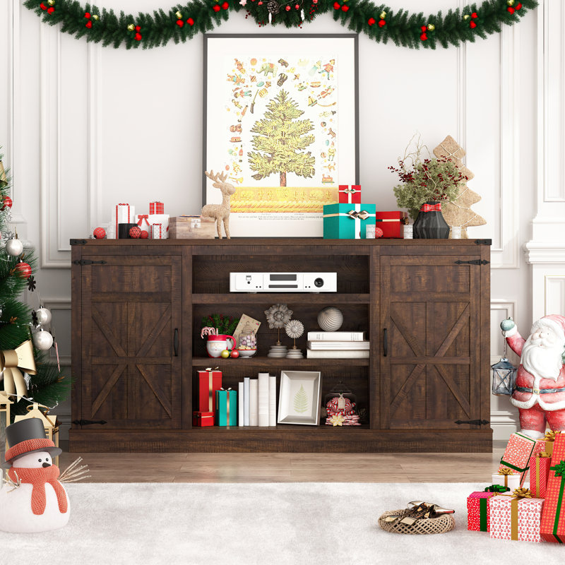Buffet en bois avec armoire et tablettes Shondalyn, Brun