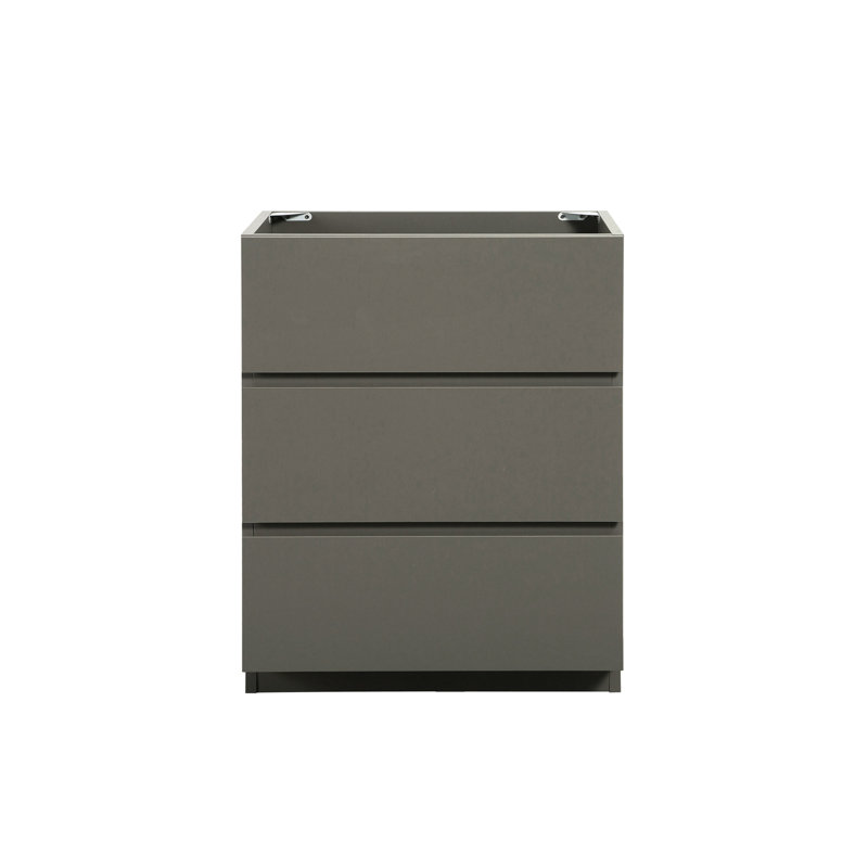Armoire de rangement pour salle de bain, grise, 3 tiroirs, pré-assemblée, augmentant le rangement, armoire silencieuse et silencieuse