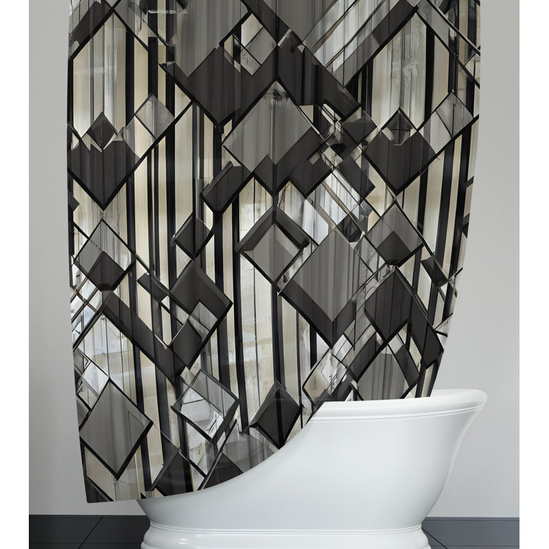Dethard Abstract Shower Curtain, 83" H x 70" W