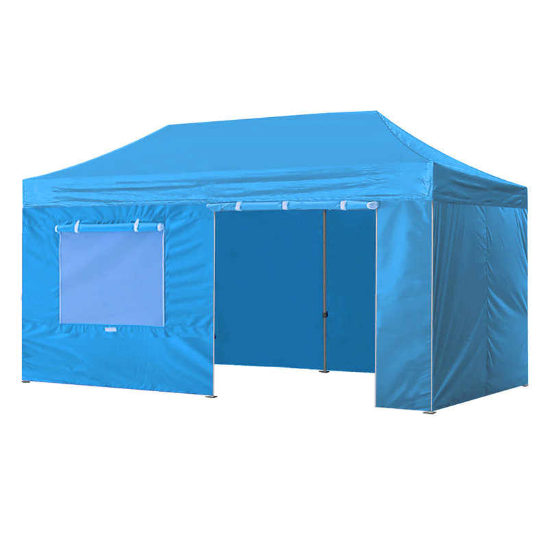 Amber-Lee 96'' W x 180'' D Steel Pop-Up Canopy, Sky Blue, 10ft x 20ft