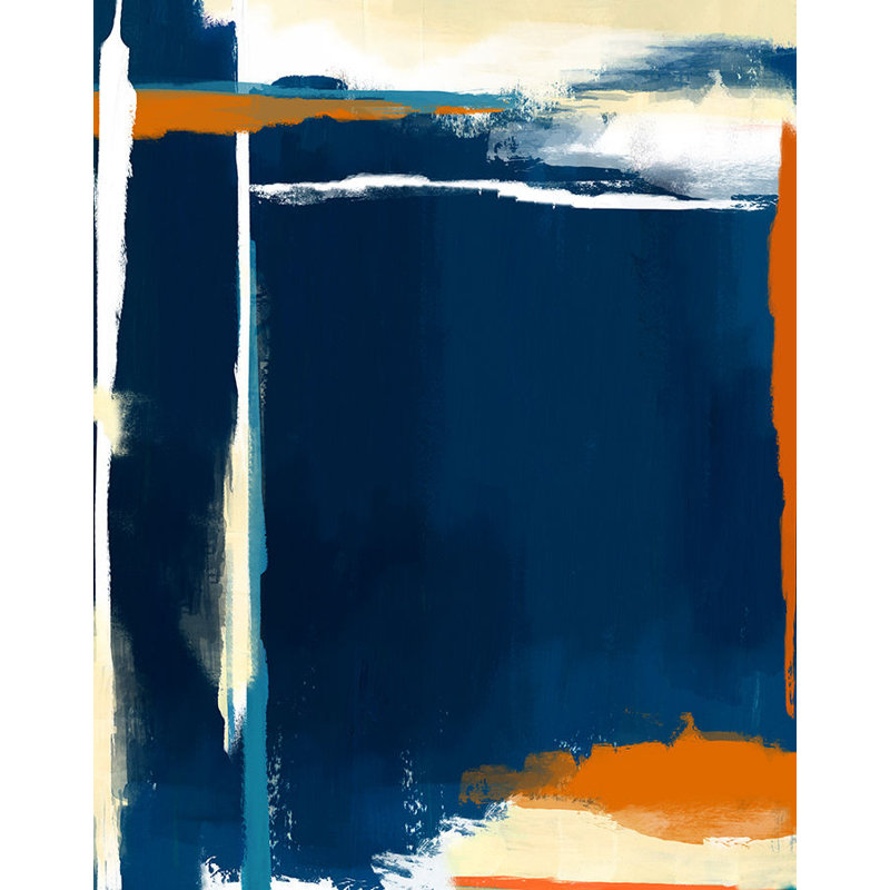 Composition Of Blue And Orange III Painting by Sofia Fox, Glass Coat, 51" H x 40" W x 1.5" D