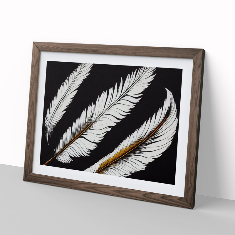 Groovy Bird Feathers - Framed Print, 34cm H x 46cm W x 2cm D, Walnut Framed