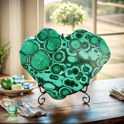 Malachite Slices ， 400-500G ， Décoration, Ornements pour la maison, Cadeaux des Fêtes, Cadeaux de la Saint-Valentin