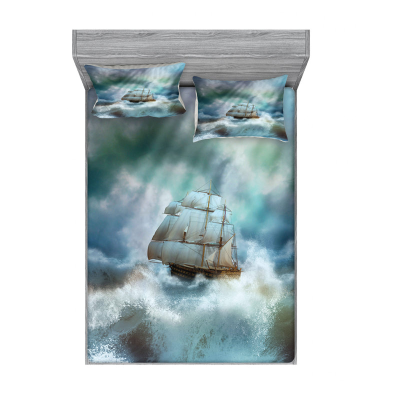 Ensemble de draps Majestic Nautical Sealife, Ensemble de drap pour grand lit avec drap-housse