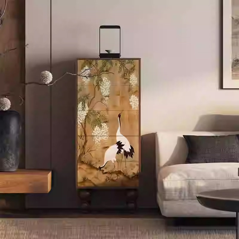 Armoire en bois de frêne avec cinq tiroirs, Noyer