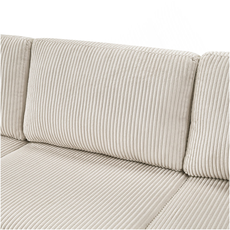 Canapé modulaire surdimensionné en U de 115,3 po avec méridienne et trois coussins décoratifs doux pour le salon, gris clair