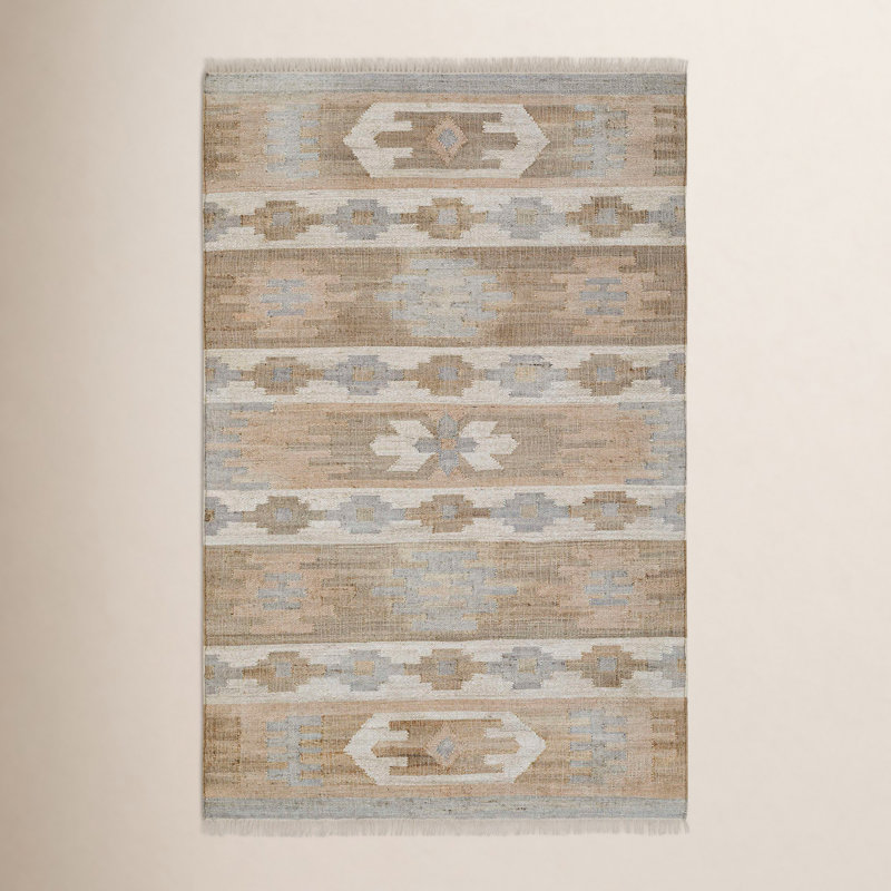 Tapis en jute tissé à plat Hizri, Rectangle 7'9" x 9'9"