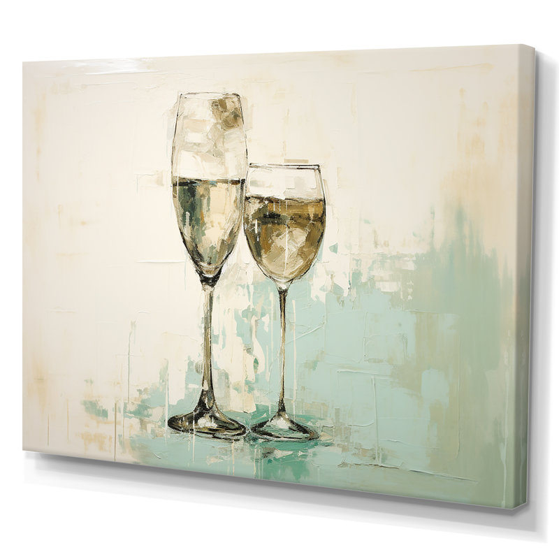 «Green Champagne Glass Sips Simplicity - Wine & Champagne», reproduction d'art sur toile, H 34 po x l 44 po x P 1,5 po