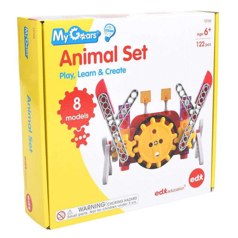 edxeducation My Gears - Ensemble d'animaux - Ensemble de modèles 122 pièces
