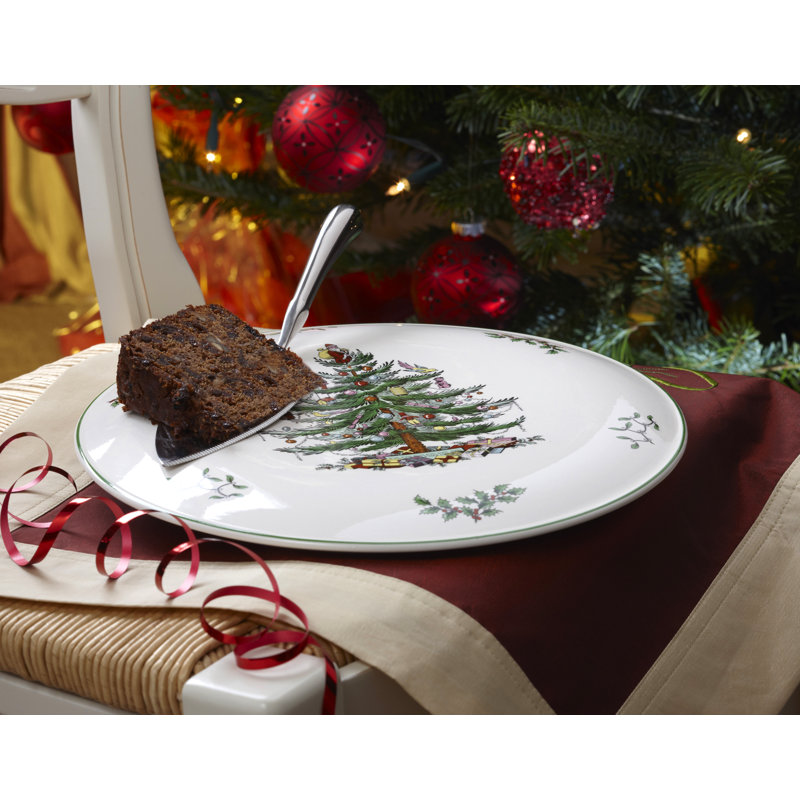 Spode Christmas Tree Cake Plate & Server Set 11.5"