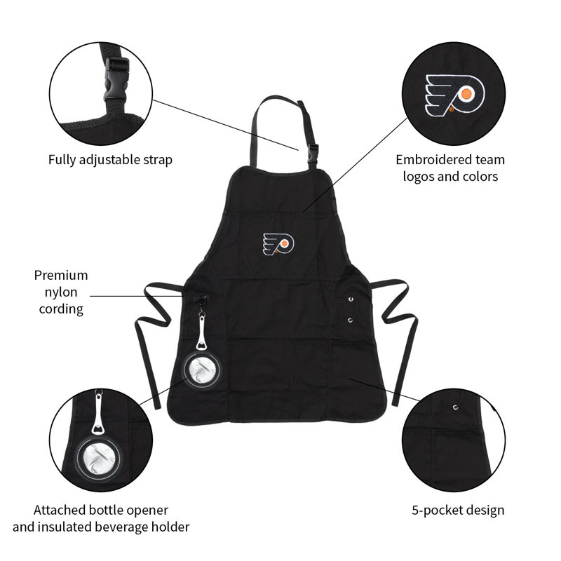 Tablier de barbecue, Blackhawks de Chicago, noir, Noir, NHL Philadelphia Flyers