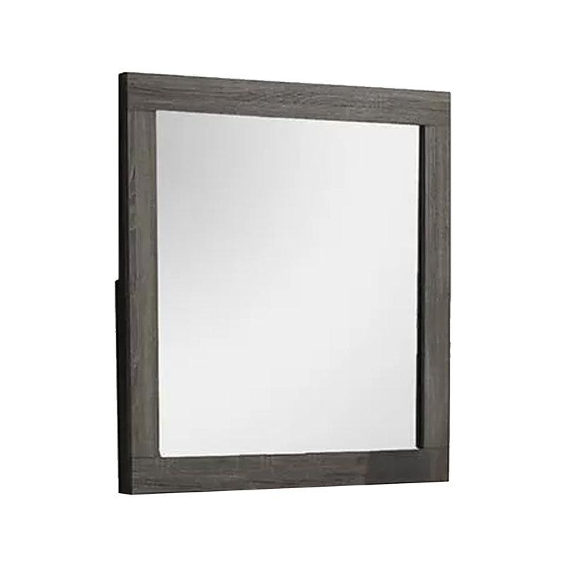 Miroir de commode Luyi, bordure encadrée, aluminium texturé gris 35 pouces carrés