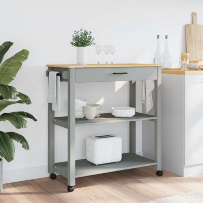 Rafuel Rolling Kitchen Cart with Solid Wood Top by Winston Porter