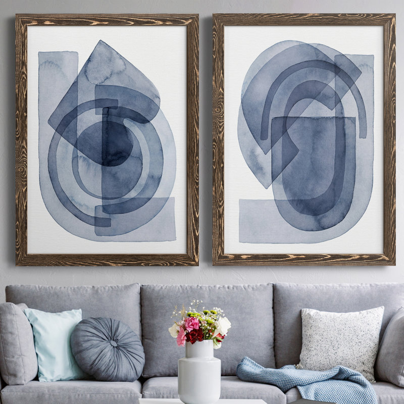 " Cool Gears I " 2 - Pieces Painting Print, 37.5" H x 27.5" W x 1" D, Walnut Framed