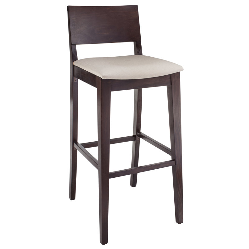 Tabouret 30 "en bois massif Ahreanna, Noyer / beige