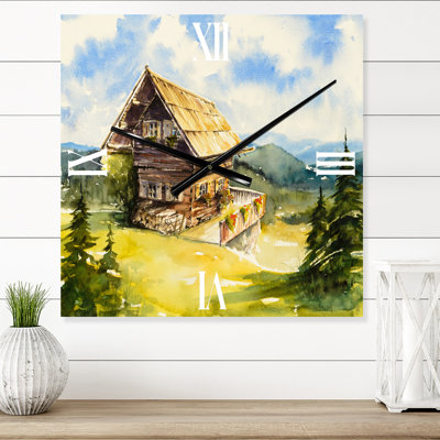 Peaceful Landscape with Old Cottage at Summer - Traditional Wall Clock