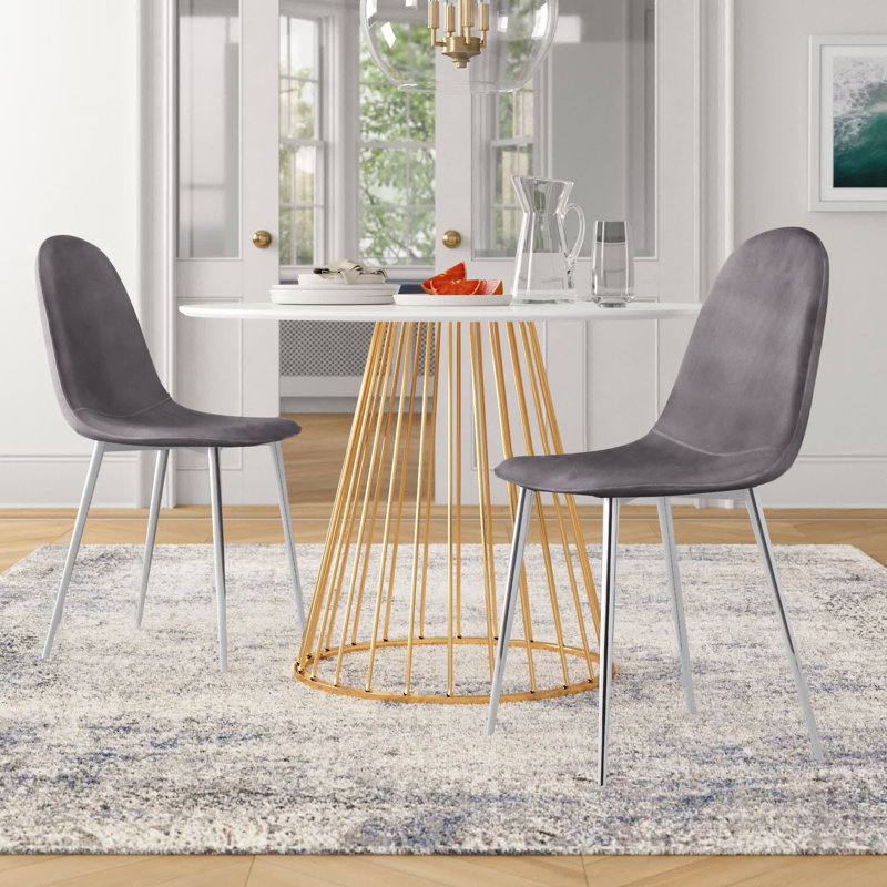 Elzada 18.5'' H Upholstered Side Chair, Black, Gray Velvet