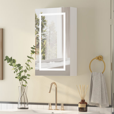 Cormarion Surface Mount Frameless Medicine Cabinet with Mirror and 2 Shelves and LED ligthing