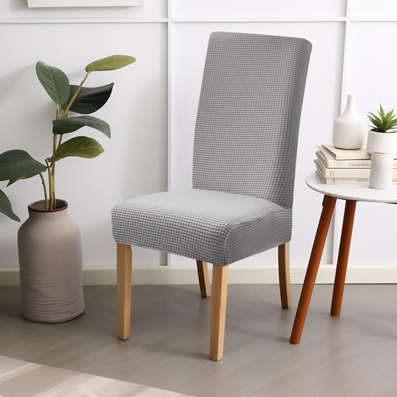Ensemble de 6 housses de chaises de salle à manger - Gris - Taille régulière / Tissu jacquard / Doux et extensible / Protection contre les égratignures de chat / Salle à manger, cuisine, banquet, mariage, hôtel, style fête