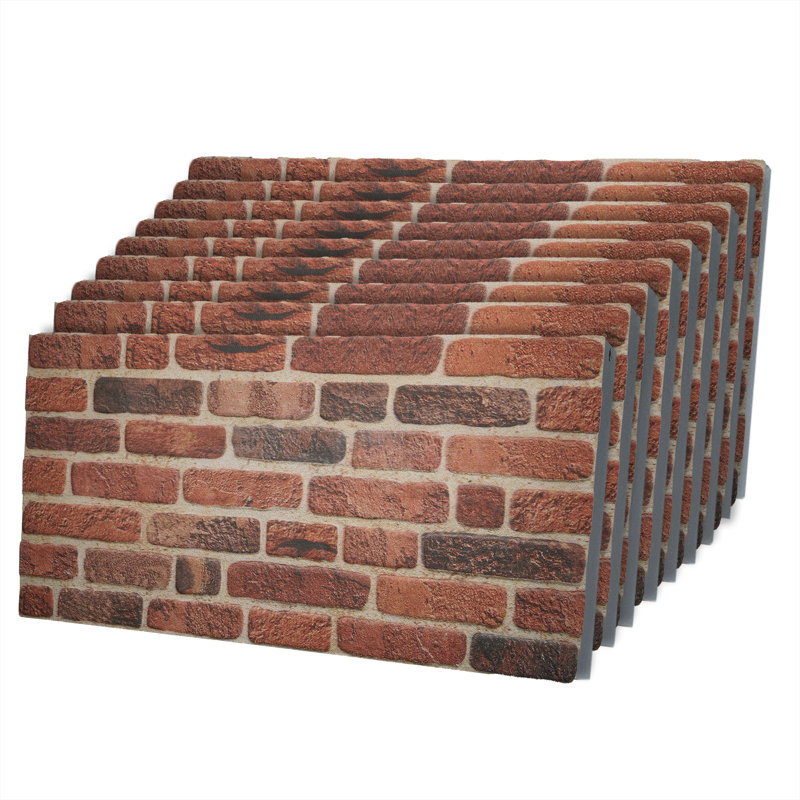 3D Brick Effect Wall Panels - Lightweight Styrofoam - Set of 9 Large Panels (20"x40") Covers 48 sq ft - Apply with Wall Adhesive - DIY Home Wall Cladding
