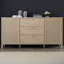 Skandi Style Chest of Drawers, 3 Drawers, 2 Doors, Woven Front Panels, Versatile Use, Engineered Wood, Light Oak  Decor, 162.8 cm W x 82.5 cm H x 42 cm D