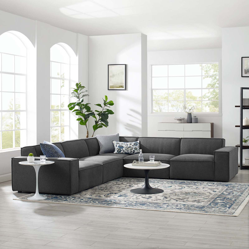 Restore 5-Piece Sectional Sofa, Charcoal Polyester