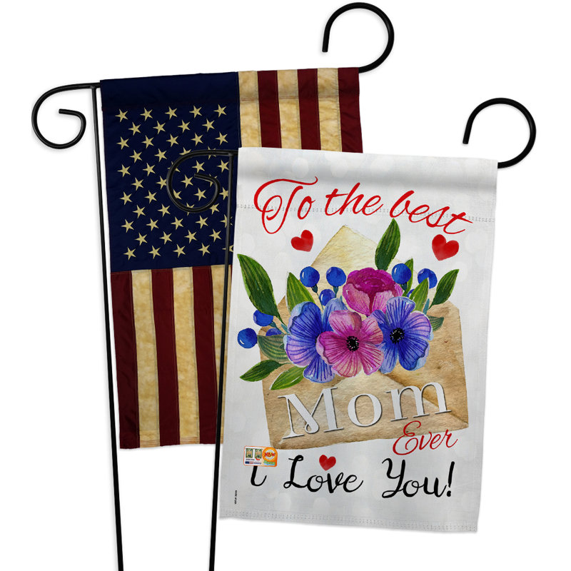 Ensemble de 2 drapeaux de jardin 2 côtés en polyester 19 po pour les meilleurs impressions de maman