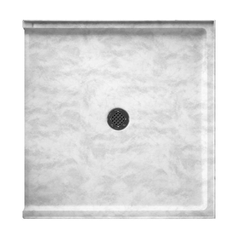 Base de douche à seuil simple 37 po x 38 po Solid Surface, Glace