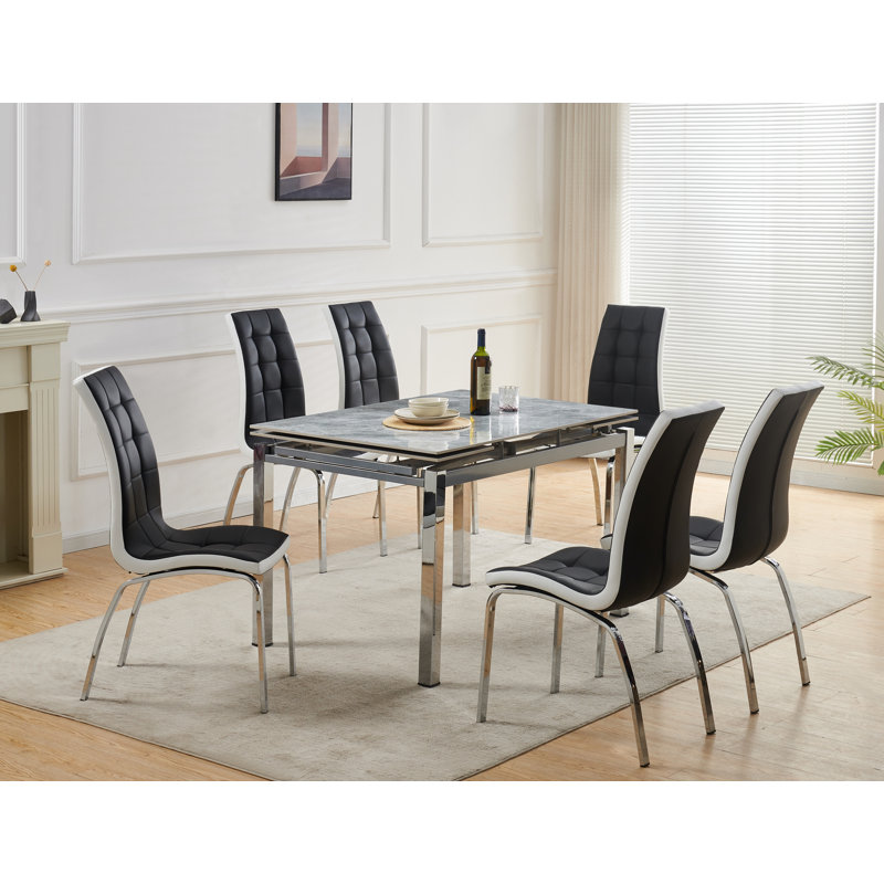 Grande Sintered Stone Extending Dining Table with 6 Vienna Chairs, Black
