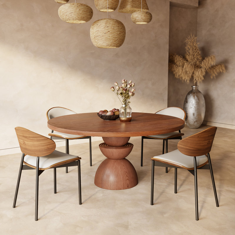 Ensemble de table de salle à manger en bois massif 5 pièces / 7 pièces pour 4/6/8, H 29,5 po x l 47 po x P 47 po, Crème