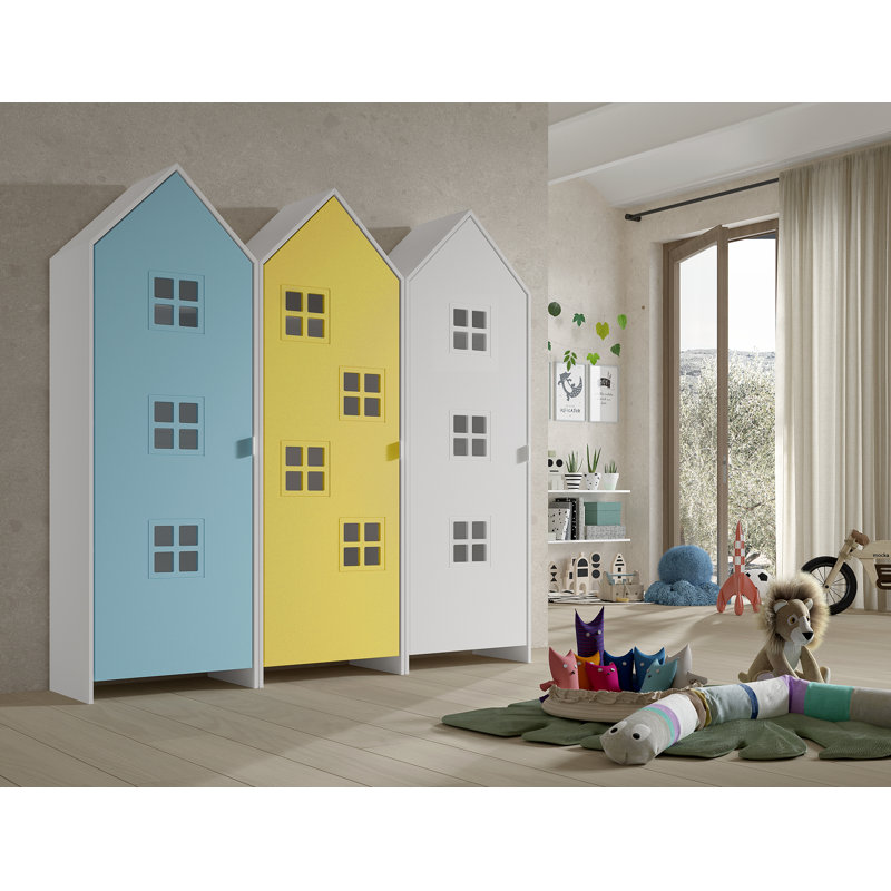 Casami Bruges 3 Door Manufactured Wood Wardrobe, Blue/White/Yellow