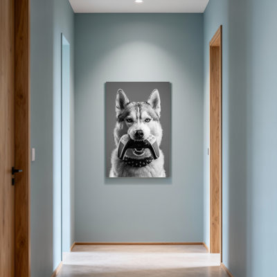 Animals Dog Holding Game Controller Black And White