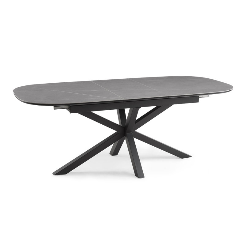 Verona Extendable Oval Metal Base Dining Table, Grey