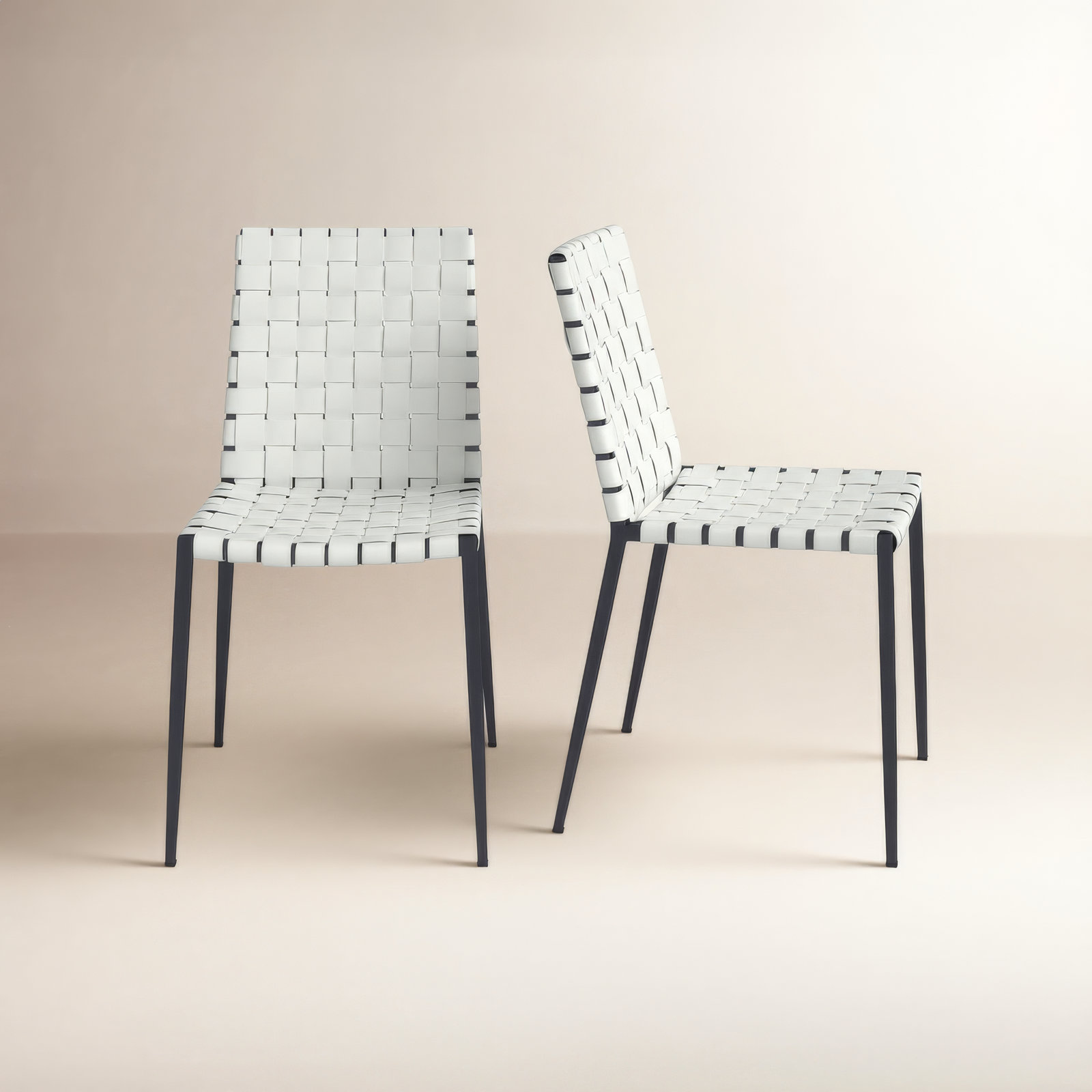 Brett Genuine Leather Dining Armchair, White, Black