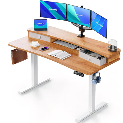 Adjustable Electric Standing Desk With Drawers And Memory Height Presets