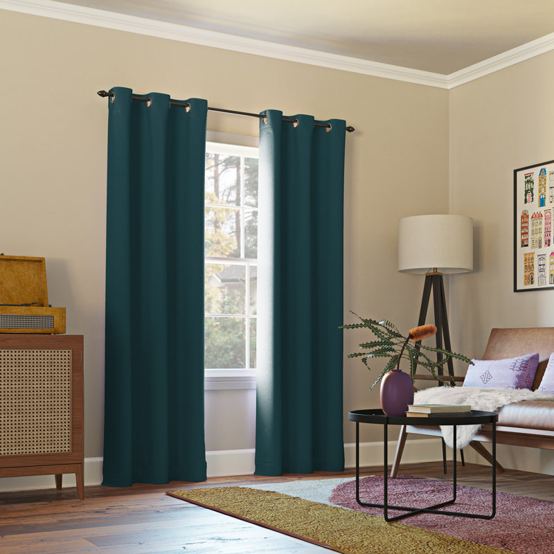 Panneau de rideau occultant avec œillets Burrier Wayfair Basics, L 40 po x L 84 po, Sarcelle