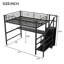 Lit mezzanine double en métal avec bureau, petite armoire et rangement à DEL-201416200
