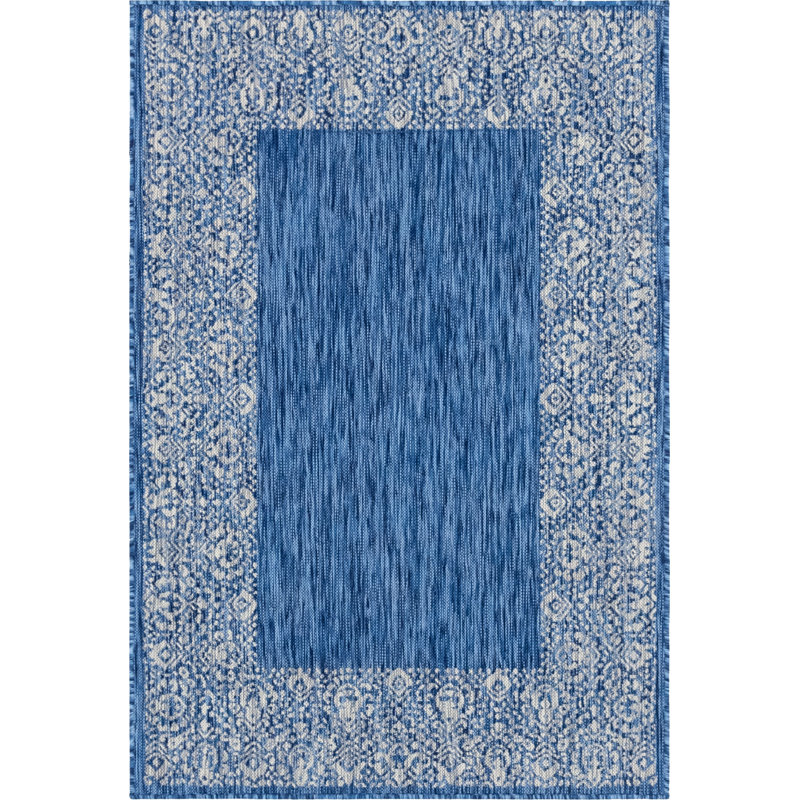Tapis intérieur / extérieur bleu Lamere, Rectangle 4 pi 1 po x 6 pi 1 po