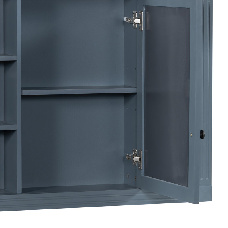 Meuble-lavabo simple avec plateau en céramique Shaianna, Bleu
