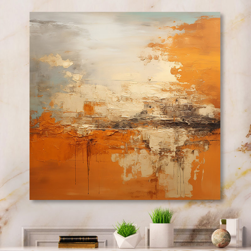 «Copper Glow», impression d'art abstrait paysage, Toile tendue, H 36 po x l 36 po x P 1,5 po