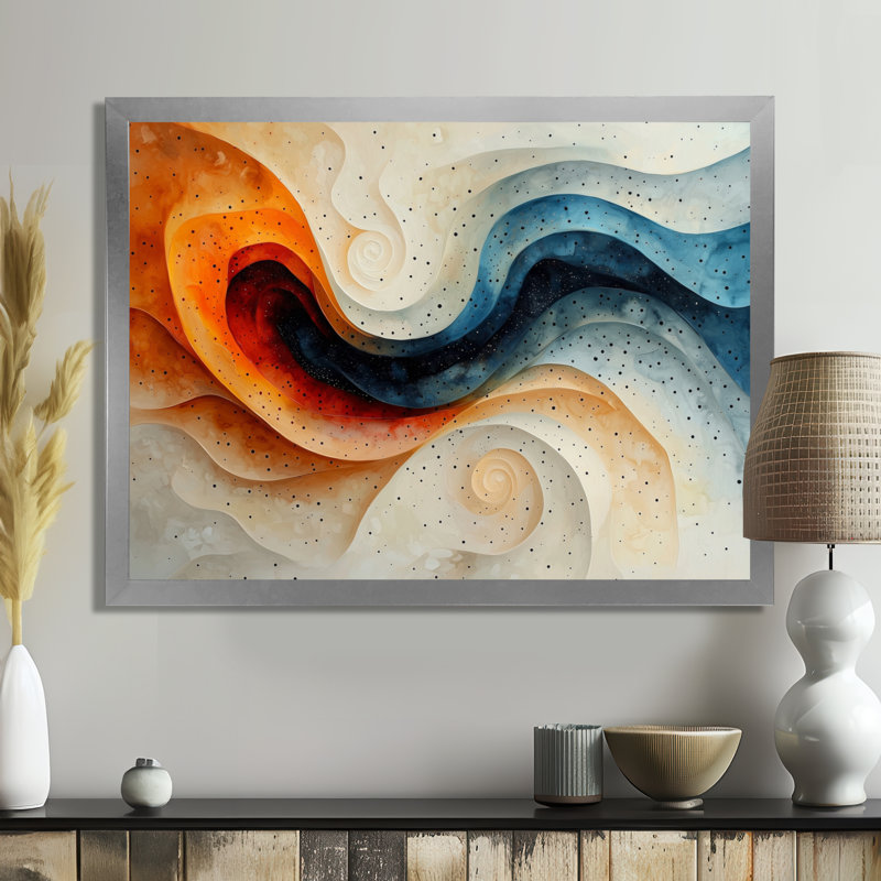Marquart - Abstract Large Wall Art, H 16 po x l 32 po, Cadre simple, Argent argent
