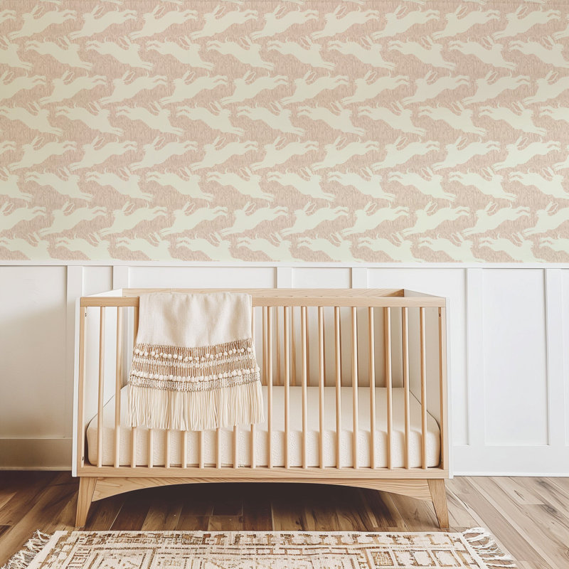 Hopping Hares - Wallpaper, Non-Pasted, Yellow; Pink