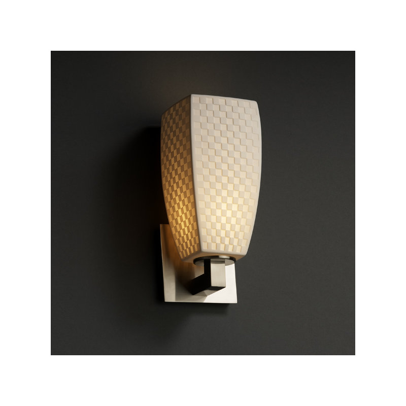 Applique murale 1 lumière modulaire Limoges, Plis, Nickel brossé, Cylindre avec rebord plat