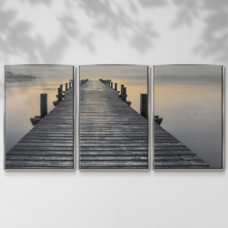 Sun Down - 3 pièces avec cadre flottant, H 24 po x l 48 po x P 2 po, Argent