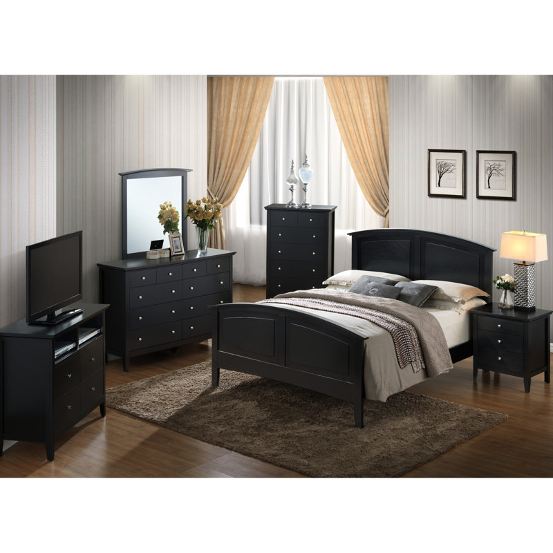 Grand lit noir spacieux pour une nuit de sommeil paisible - construction stable, repos et amplement d'espace