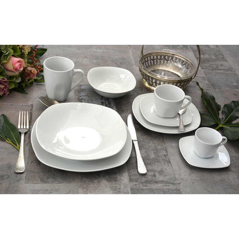 62 Piece Bone China Dinnerware Set, Service for 6