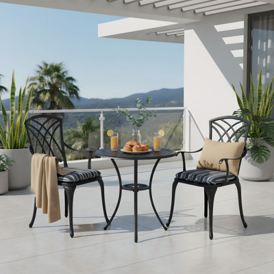 Baist Round 2 Person 24" Outdoor Patio Bistro Sets with Cushions