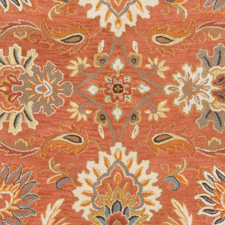 Aaron Oriental Hand-Tufted Wool Terracotta/Orange/Dusty Sage Area Rug