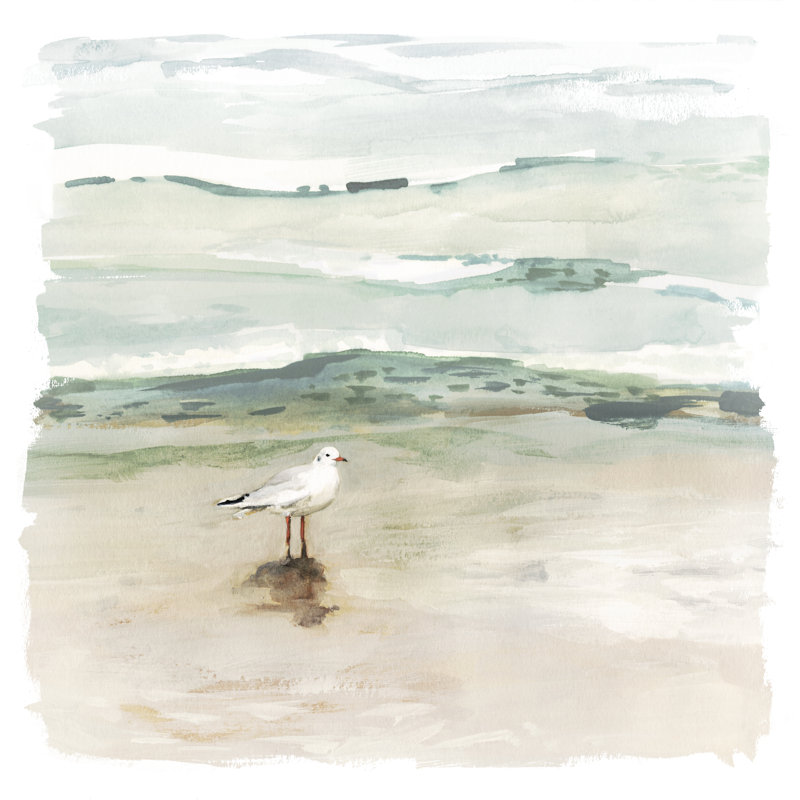 «Seagull Cove I» par Victoria Borges - peinture sur toile encadrée, H 37,13 po x l 37,13 po